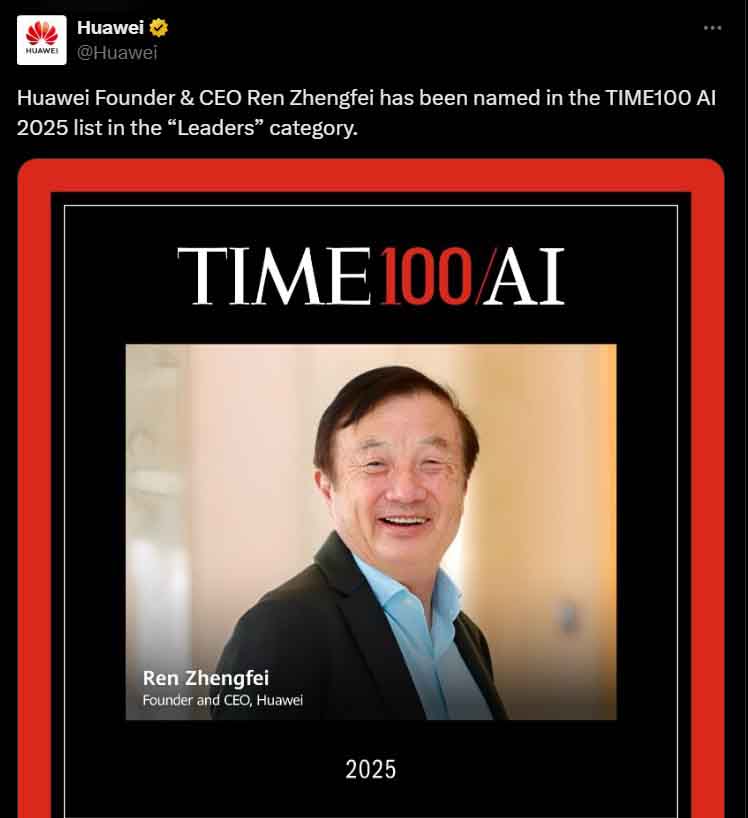 Shocking Twist: Huawei Boss Ren Zhengfei Snags Spot on TIME100 AI List – Here’s What It Means!